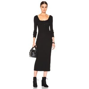 T by Alexander Wang Black Henley Button Up Dress